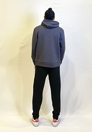 Erkek Kapşonlu Rahat Kalıp İçi Polarlı 3 iplik El Yazılı Brooklyn Baskılı SweatShırt spr24sw16