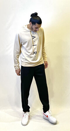 Süperlife Erkek Kapşonlu Regular Fit Air Baskılı İnce Sweatshirt SPR22SW162