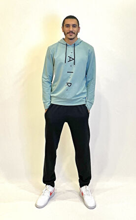 Süperlife Erkek Kapşonlu Regular Fit Air Baskılı İnce Sweatshirt SPR22SW162