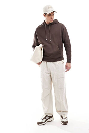 Erkek Kapşonlu Rahat Kalıp İçi Polarlı 3 iplik SweatShırt spr24sw55