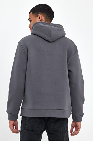 Erkek Kapşonlu Rahat Kalıp İçi Polarlı 3 iplik SweatShırt spr24sw55