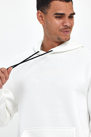 Erkek Kapşonlu Rahat Kalıp İçi Polarlı 3 iplik SweatShırt spr24sw55