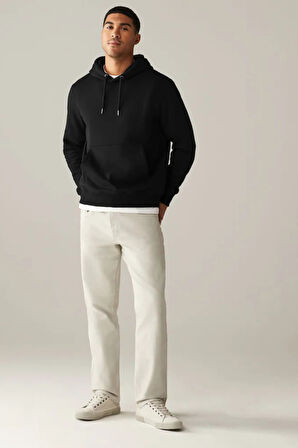 Erkek Kapşonlu Rahat Kalıp İçi Polarlı 3 iplik SweatShırt spr24sw55