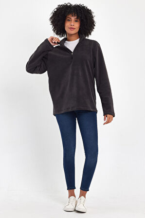 Süperlife Kadın  Rahat Kalıp Softech Polar Yarım Fermuarlı Sweatshırt spr24pwk20