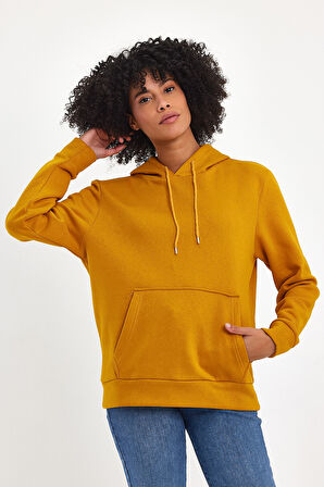 Kadın Kapşonlu Rahat Kalıp İçi Polarlı 3 iplik SweatShırt spr24swk55