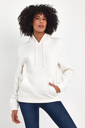 Kadın Kapşonlu Rahat Kalıp İçi Polarlı 3 iplik SweatShırt spr24swk55