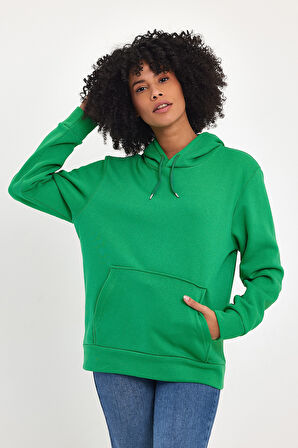 Kadın Kapşonlu Rahat Kalıp İçi Polarlı 3 iplik SweatShırt spr24swk55