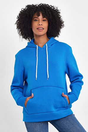 Kadın Kapşonlu Rahat Kalıp İçi Polarlı 3 iplik SweatShırt spr24swk55