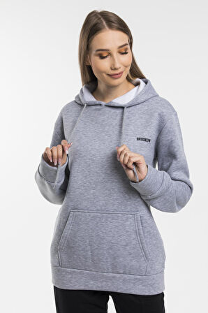 Süperlife Kadın Kapşonlu Regular Fit Baskılı İnce Sweatshirt SPR21K61