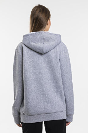 Süperlife Kadın Kapşonlu Regular Fit Baskılı İnce Sweatshirt SPR21K61