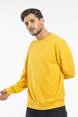 Erkek Bisiklet Yaka Rahat Kalıp 3 iplik İçi Polarlı Kalın Sweatshirt SPR24SW36