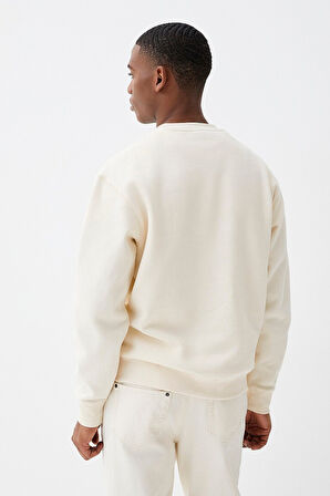 Erkek Bisiklet Yaka Rahat Kalıp 3 iplik İçi Polarlı Kalın Sweatshirt SPR24SW36