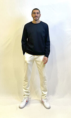Erkek Bisiklet Yaka Rahat Kalıp 3 iplik Kalın Sweatshirt SPR24SW-36