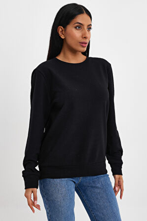 Kadın Bisiklet Yaka Rahat Kalıp 3 iplik Kalın Sweatshirt SPR24SWK-36