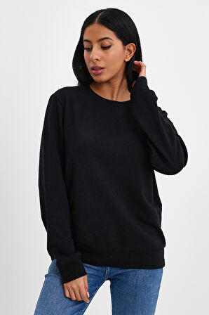 Kadın Bisiklet Yaka Rahat Kalıp 3 iplik Kalın Sweatshirt SPR24SWK-36