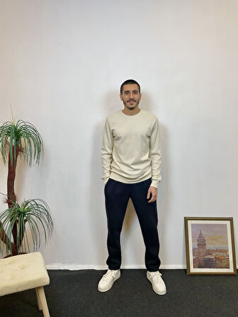 Süperlife Erkek Bisiklet Yaka Slim Fit İnce Sweatshirt SPR 20K17