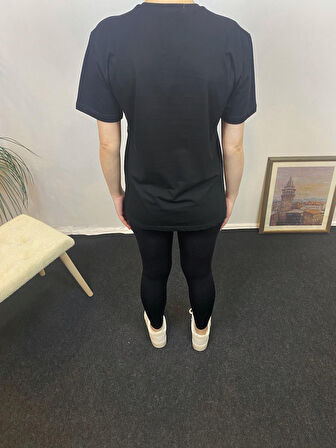 Kadın Bisiklet Yaka Brooklyn Baskılı Tişort  SPR24TSK266