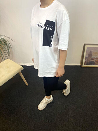 Kadın Bisiklet Yaka W.Brooklyn Baskılı Tişort  SPR21YK21