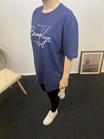 Kadın Bisiklet Yaka Oversize Fit  Tişort SPR24TSk110