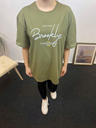 Kadın Bisiklet Yaka Oversize Fit  Tişort SPR24TSk110