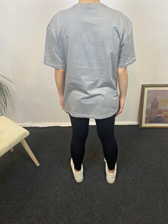 Kadın Bisiklet Yaka Oversize Fit N Baskılı Tişort SPR24TSK113