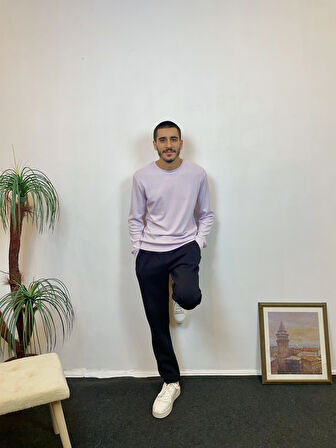 Süperlife Erkek Bisiklet Yaka Slim Fit İnce Sweatshirt SPR 20K17