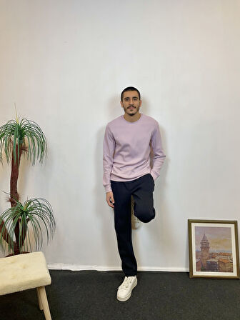 Süperlife Erkek Bisiklet Yaka Slim Fit İnce Sweatshirt SPR 20K17