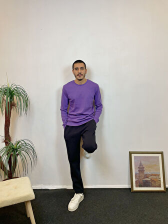 Süperlife Erkek Bisiklet Yaka Slim Fit İnce Sweatshirt SPR 20K17