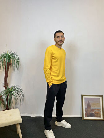 Süperlife Erkek Bisiklet Yaka Slim Fit İnce Sweatshirt SPR 20K17