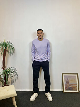 Süperlife Erkek Bisiklet Yaka Slim Fit İnce Sweatshirt SPR 20K17