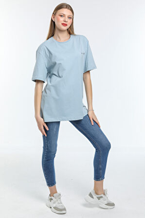 Süperlife Kadın Bisiklet Yaka Regular Fit Baskılı Tişort SPR21YK23