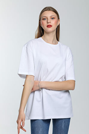 Süperlife Kadın Bisiklet Yaka Regular Fit Baskılı Tişort SPR21YK23