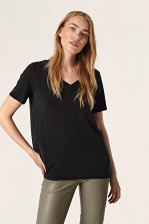 Kadın V Yaka Tshirt SPR24TSK40-2