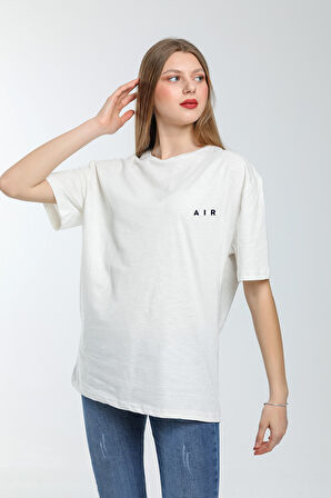 Süperlife Kadın Bisiklet Yaka Regular Fit Baskılı Tişort SPR21YK23