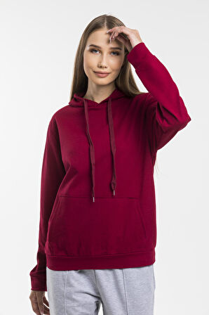 Süperlife Kadın Kapşonlu Regular Fit İnce Sweatshirt spr21k55