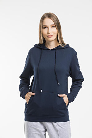Süperlife Kadın Kapşonlu Regular Fit İnce Sweatshirt spr21k55