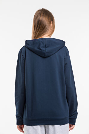 Kadın Kapşonlu Rahat Kalıp  İnce Air Baskılı Swetashırt spr24swk122