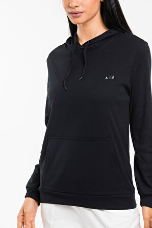 Kadın Kapşonlu Rahat Kalıp  İnce Air Baskılı Swetashırt spr24swk122