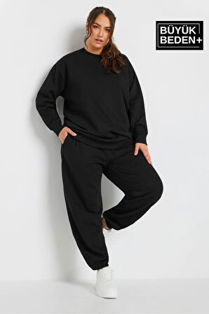 Süperlife Kadın Büyük Beden Bisiklet Yaka İnce Sweatshirt SPR24BSWK56