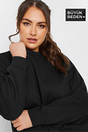 Süperlife Kadın Büyük Beden Bisiklet Yaka İnce Sweatshirt SPR24BSWK56