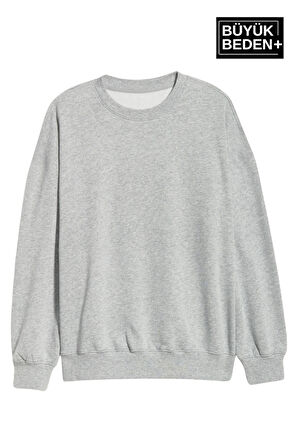 Süperlife Kadın Büyük Beden Bisiklet Yaka İnce Sweatshirt SPR24BSWK56