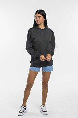 Süperlife Kadın Bisiklet Yaka Regular Kalıp İnce Pamuklu Sweatshirt SPR21K30