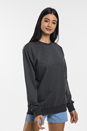Süperlife Kadın Bisiklet Yaka Regular Kalıp İnce Pamuklu Sweatshirt SPR21K30