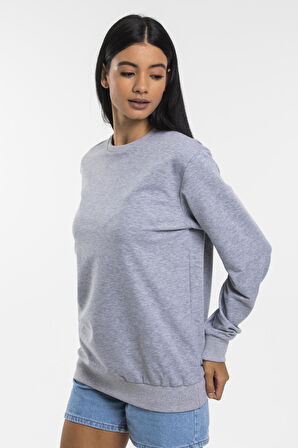 Süperlife Kadın Bisiklet Yaka Regular Kalıp İnce Pamuklu Sweatshirt SPR21K30