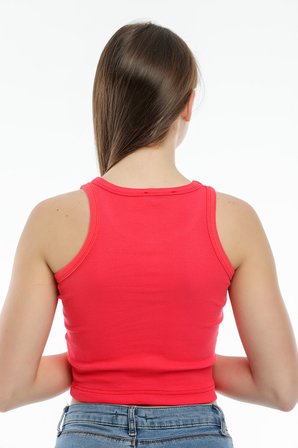 Süperlife Kadın Crop Örme Arkası Yüksek Yaka Slim Fit  Atlet-Tişort SPR21Y11