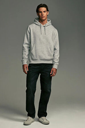 Erkek Kapşonlu Rahat Kalıp İçi Polarlı 3 iplik Kalın SweatShırt spr25sw55