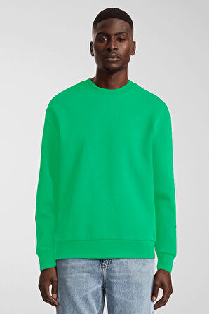 Erkek Bisiklet Yaka Rahat Kalıp 3 iplik İçi Polarlı Kalın Sweatshirt SPR25SW36