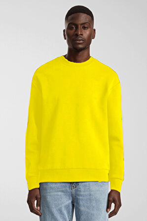 Erkek Bisiklet Yaka Rahat Kalıp 3 iplik İçi Polarlı Kalın Sweatshirt SPR25SW36
