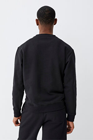 Erkek Bisiklet Yaka Rahat Kalıp 3 iplik İçi Polarlı Kalın Sweatshirt SPR25SW36