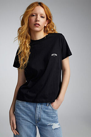 Süperlife Kadın Bisiklet Yaka New York Tshirt SPR25TSK21